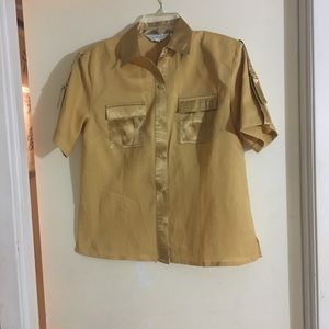 JMP Yellow 100% Linen Blouse Size Medium